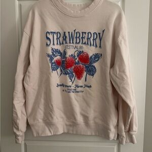 Strawberry Festival Graphic Women Sweatshirt - Cream